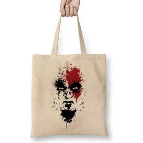 Baskı Dükkanı God Of War Kratos Bez Uzun Saplı Krem Rengi Çanta