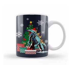 Baskı Dükkanı Godzilla Around The Christmas Tree Kupa Bardak