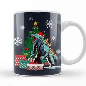 Baskı Dükkanı Godzilla Around The Christmas Tree Kupa Bardak