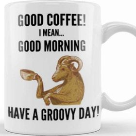 Baskı Dükkanı Good Mornıng Funny Coffee Drinks Lover Gift Quote Vintage Retro Rainbow Style Kupa