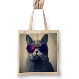 Baskı Dükkanı Gözlüklü Kedi Cats Bez Kadın Günlük Çanta