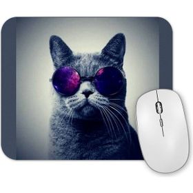 Baskı Dükkanı Gözlüklü Kedi Cats Mouse Pad