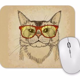 Baskı Dükkanı Gözlüklü Kedi Cats Mouse Pad