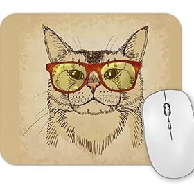 Baskı Dükkanı Gözlüklü Kedi Cats Mouse Pad