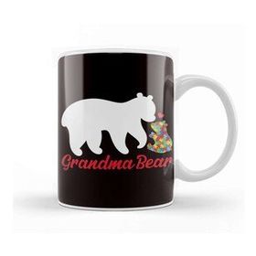 Baskı Dükkanı Grandma Bear Autism Awareness Autistic Puzzle Support Health Kupa
