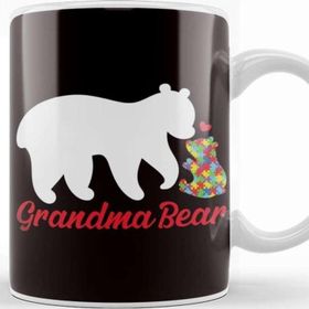 Baskı Dükkanı Grandma Bear Autism Awareness Autistic Puzzle Support Health Kupa