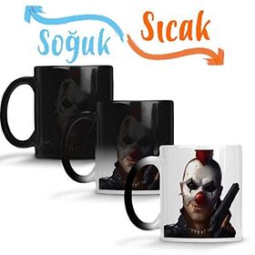 Baskı Dükkanı Gun and Clown Sihirli Porselen Kupa