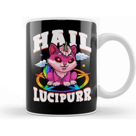 Baskı Dükkanı Hail Lucipurr Cat Rainbow Unicorn Kitty Satanic Kupa