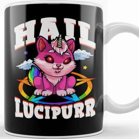 Baskı Dükkanı Hail Lucipurr Cat Rainbow Unicorn Kitty Satanic Kupa