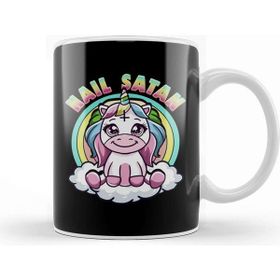 Baskı Dükkanı Hail Satan Unicorn Rainbow Heavy Metal Satanic Pun Kupa