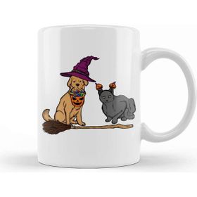 Baskı Dükkanı Halloween Dog &amp; Cat Witch Animal Friends Kupa