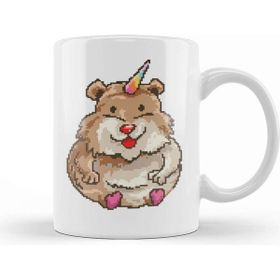 Baskı Dükkanı Hamster Unicorn Pixel Art Kupa