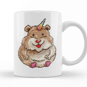 Baskı Dükkanı Hamster Unicorn Pixel Art Kupa