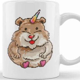 Baskı Dükkanı Hamster Unicorn Pixel Art Kupa