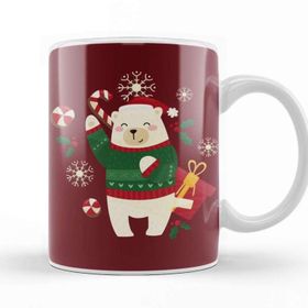 Baskı Dükkanı Happy Christmas Polar Bear Kupa