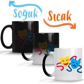 Baskı Dükkanı Happy Sad Face Sihirli Porselen Kupa