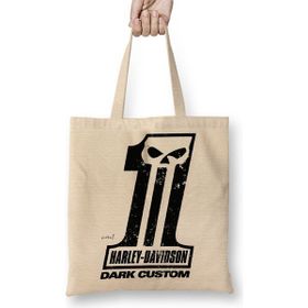 Baskı Dükkanı Harley Davidson Dark Custom Bez Kadın Günlük Çanta