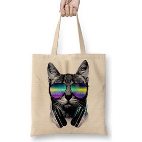 Baskı Dükkanı Havalı Dj Cool Kedi Bez Kadın Günlük Çanta