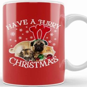 Baskı Dükkanı Have A Furry Christmas Dog And Cats Kupa