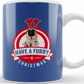 Baskı Dükkanı Have A Furry Christmas Pug And Cat Kupa