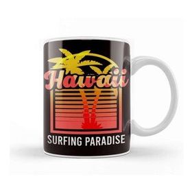 Baskı Dükkanı Hawaii Palm Tree Surfing Paradise Beach Island Summer Ocean Kupa