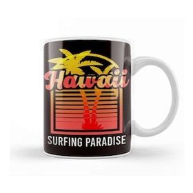 Baskı Dükkanı Hawaii Palm Tree Surfing Paradise Beach Island Summer Ocean Kupa