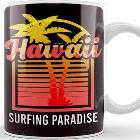 Baskı Dükkanı Hawaii Palm Tree Surfing Paradise Beach Island Summer Ocean Kupa