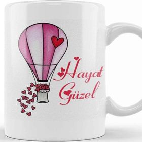 Baskı Dükkanı Hayat Güzel Kupa Bardak Porselen
