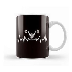 Baskı Dükkanı Heartbeat Barbell Bodybuilding Weightlifting Gym Workout Kupa