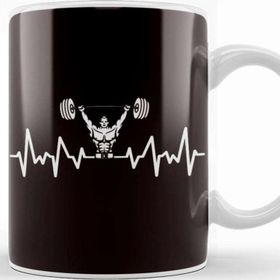 Baskı Dükkanı Heartbeat Barbell Bodybuilding Weightlifting Gym Workout Kupa