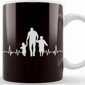 Baskı Dükkanı Heartbeat Father Children Son Daughter Papa Dad Daddy Poppa