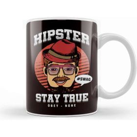 Baskı Dükkanı Hipster Stay Retro True Obey None Bearded Mustache Gift Kupa