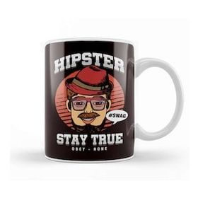 Baskı Dükkanı Hipster Stay Retro True Obey None Bearded Mustache Gift Kupa