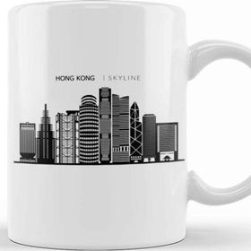 Baskı Dükkanı Hong Kong Skyline Outline Cityscape Travel Kupa