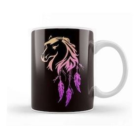 Baskı Dükkanı Horse Head Dream Catcher Horseshoe Equestrian Sport Stable Kupa