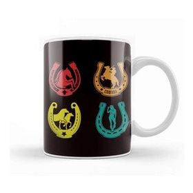 Baskı Dükkanı Horseshoe Retro Cowboy Cowgirl Equestrian Sport Western Kupa