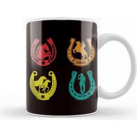 Baskı Dükkanı Horseshoe Retro Cowboy Cowgirl Equestrian Sport Western Kupa