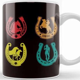 Baskı Dükkanı Horseshoe Retro Cowboy Cowgirl Equestrian Sport Western Kupa