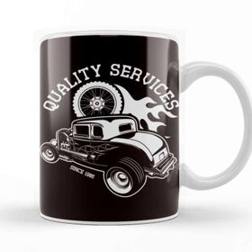Baskı Dükkanı Hot Rod Service Classic Old American Cars Automobile Garage Kupa