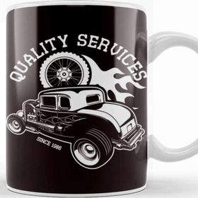 Baskı Dükkanı Hot Rod Service Classic Old American Cars Automobile Garage Kupa