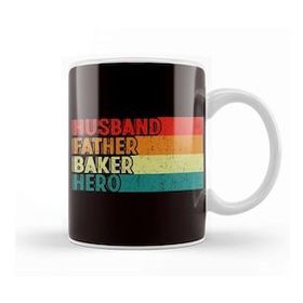 Baskı Dükkanı Husband Father Baker Hero Bakery Bread Dad Daddy Papa Poppa Kupa