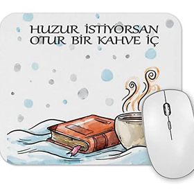 Baskı Dükkanı Huzur İstiyorsan Kahve İç Mouse Pad
