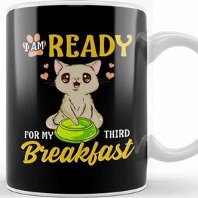 Baskı Dükkanı I Am Ready For My Third Breakfast Funny Hungry Cat Kupa