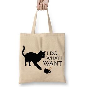 Baskı Dükkanı I Do What I Want Ne Istersem Onu Yaparım Kedi Bez Kadın Günlük Çanta