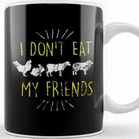 Baskı Dükkanı I Don T Eat My Friends Vegan Cute Distressed Kupa