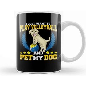 Baskı Dükkanı I Just Want To Play Volleyball And Pet My Dog Kupa