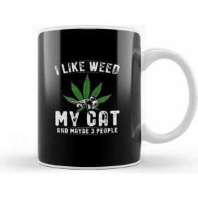 Baskı Dükkanı I Like Weed My Cat And Maybe 3 People Kedi Kupa