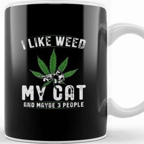 Baskı Dükkanı I Like Weed My Cat And Maybe 3 People Kedi Kupa
