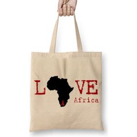 Baskı Dükkanı I Love Africa Bez Kadın Günlük Çanta