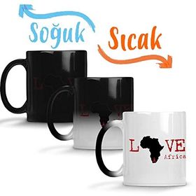 Baskı Dükkanı I Love Africa Sihirli Porselen Kupa